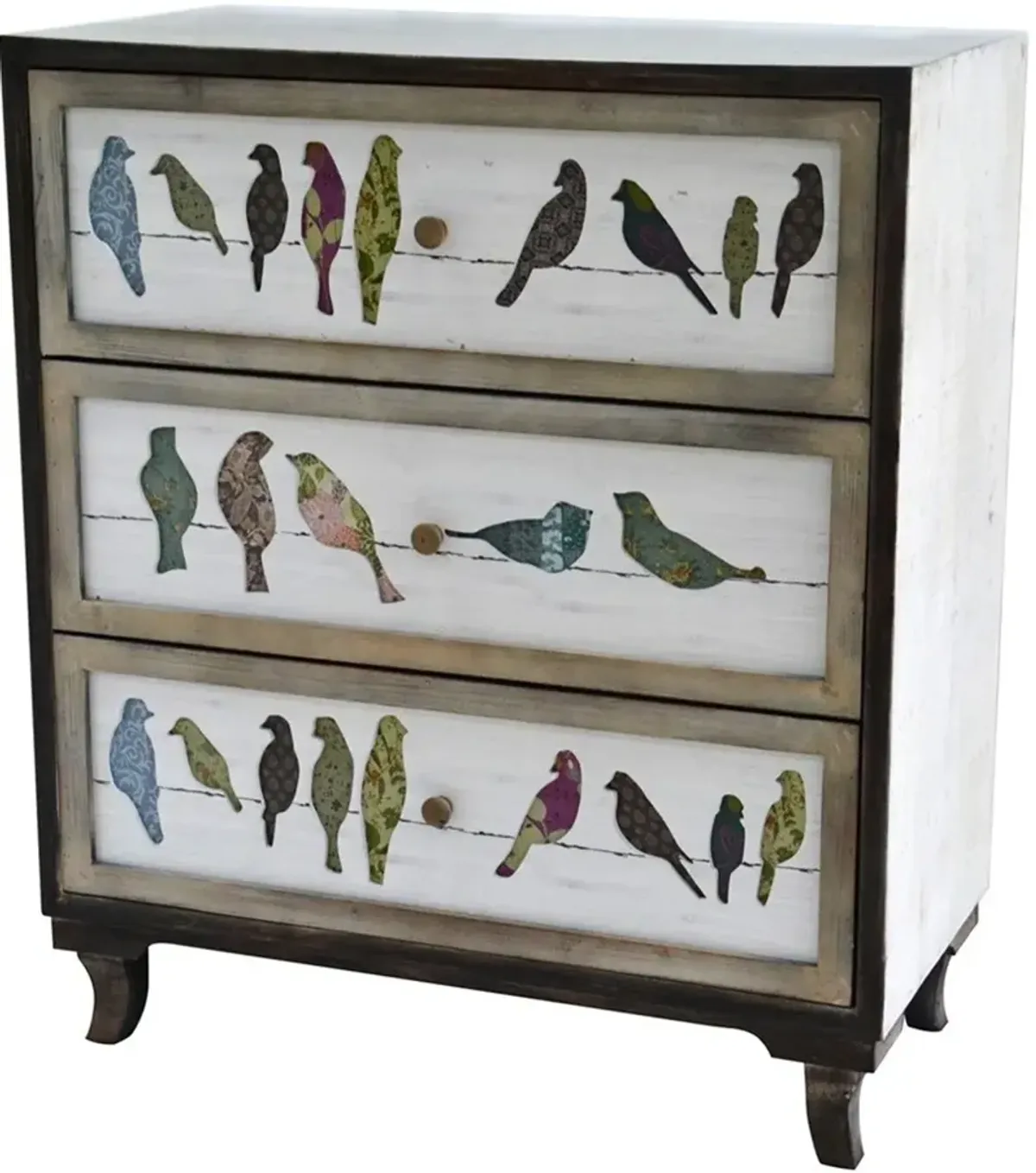 Painted 3 Drawer Bird on a Wire Chest