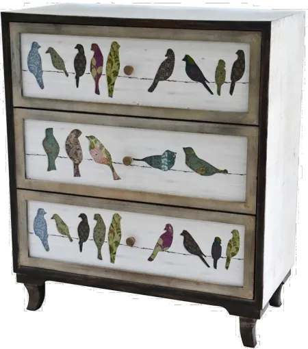 Painted 3 Drawer Bird on a Wire Chest