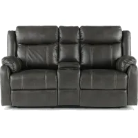 Domino Gray Reclining Loveseat with Console