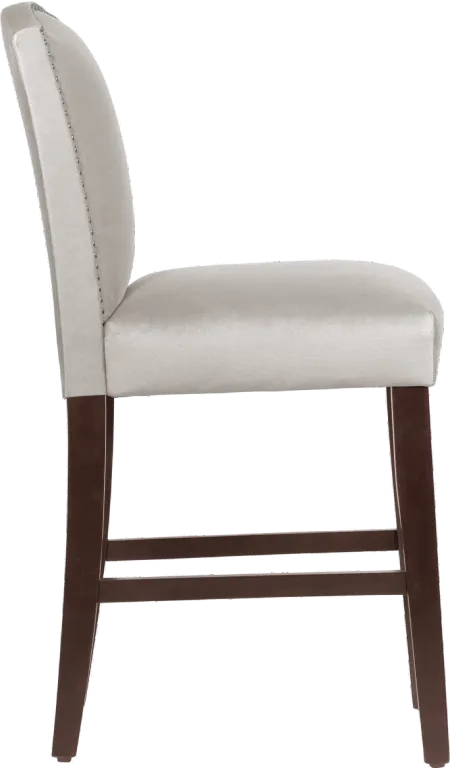 Theo Light Gray Nail Button Back Counter Stool- Skyline Furniture