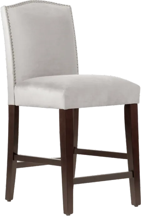 Theo Light Gray Nail Button Back Counter Stool- Skyline Furniture