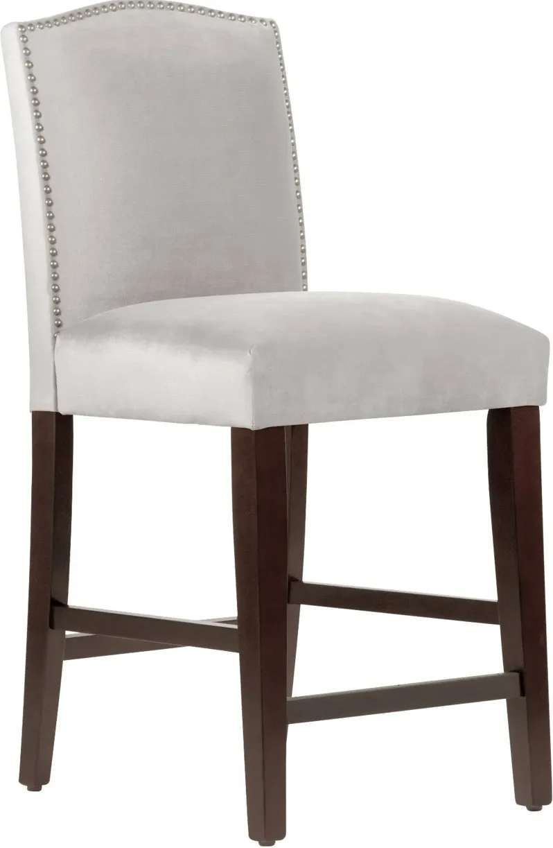 Theo Light Gray Nail Button Back Counter Stool- Skyline Furniture