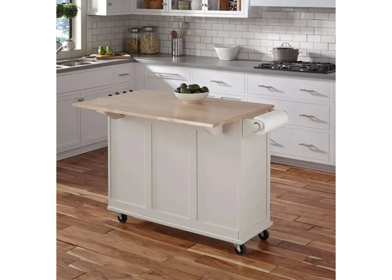 White Wood Top Kitchen Cart - Liberty