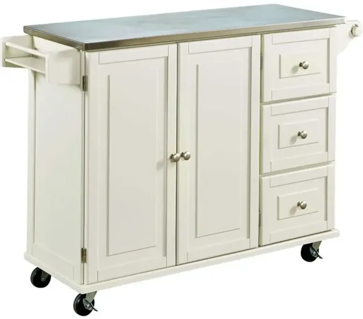 White Stainless Top Kitchen Cart - Liberty