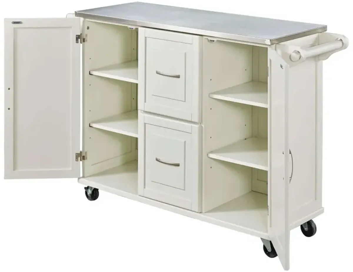 White Stainless Top Kitchen Cart - Patriot