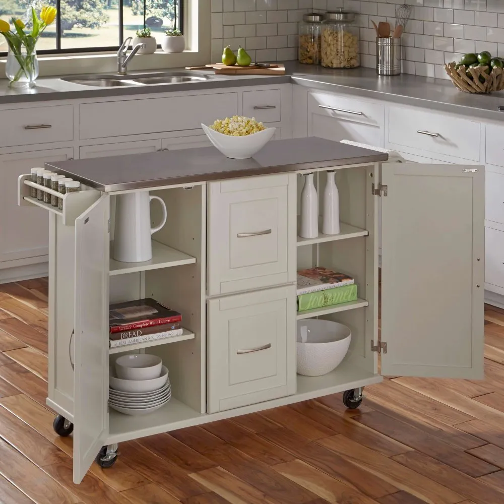 White Stainless Top Kitchen Cart - Patriot