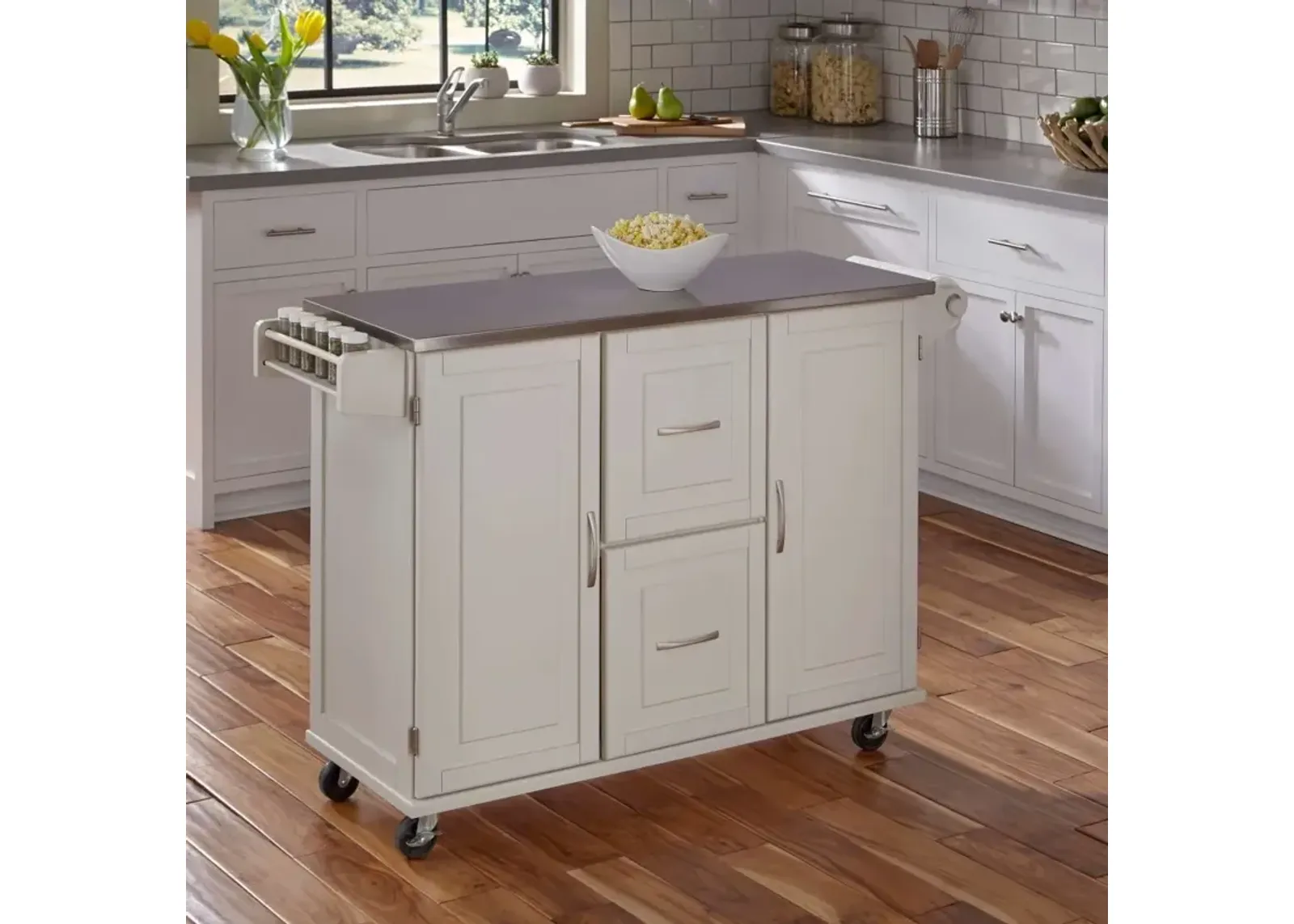 White Stainless Top Kitchen Cart - Patriot