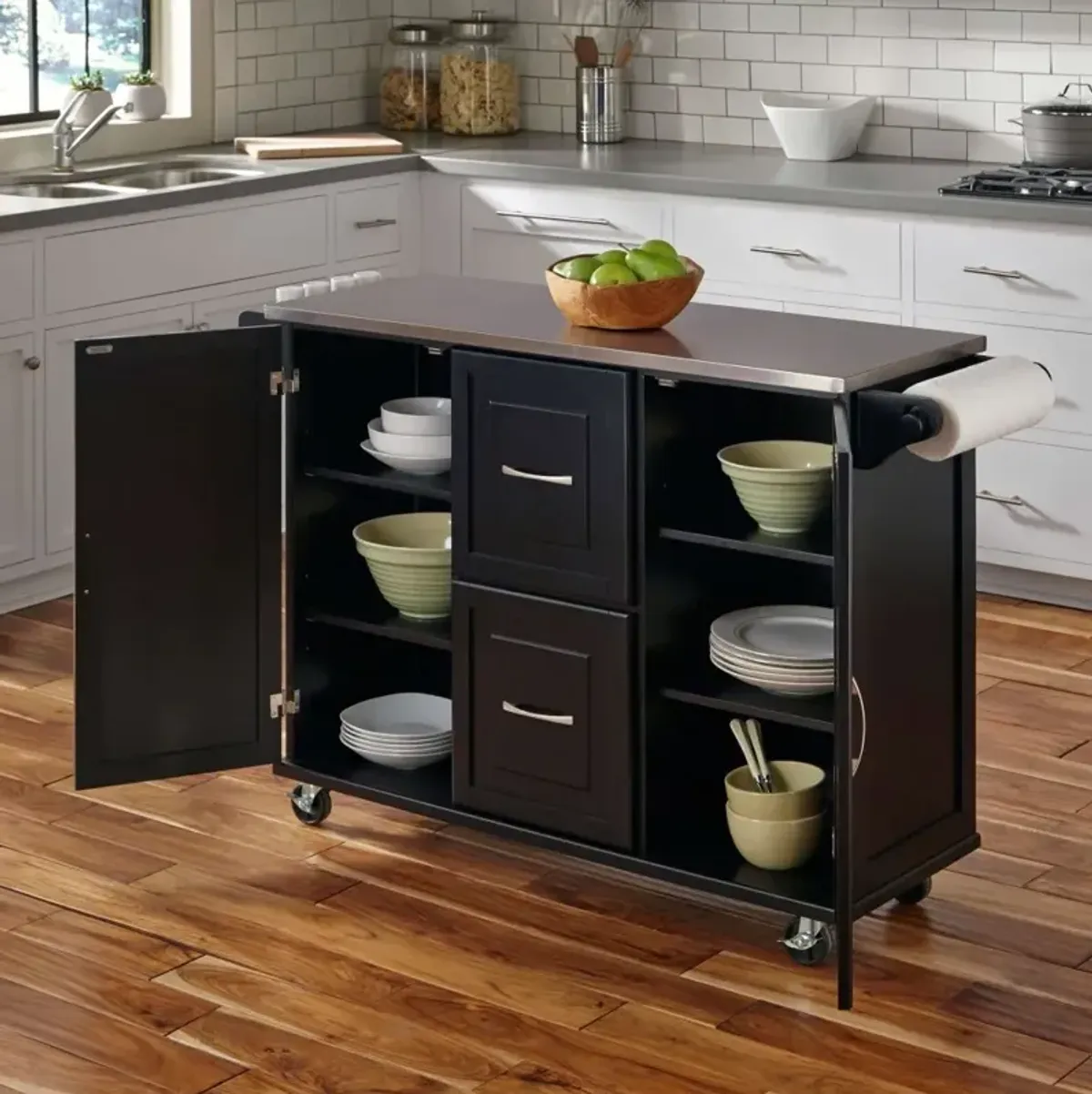 Black Stainless Top Kitchen Cart - Patriot