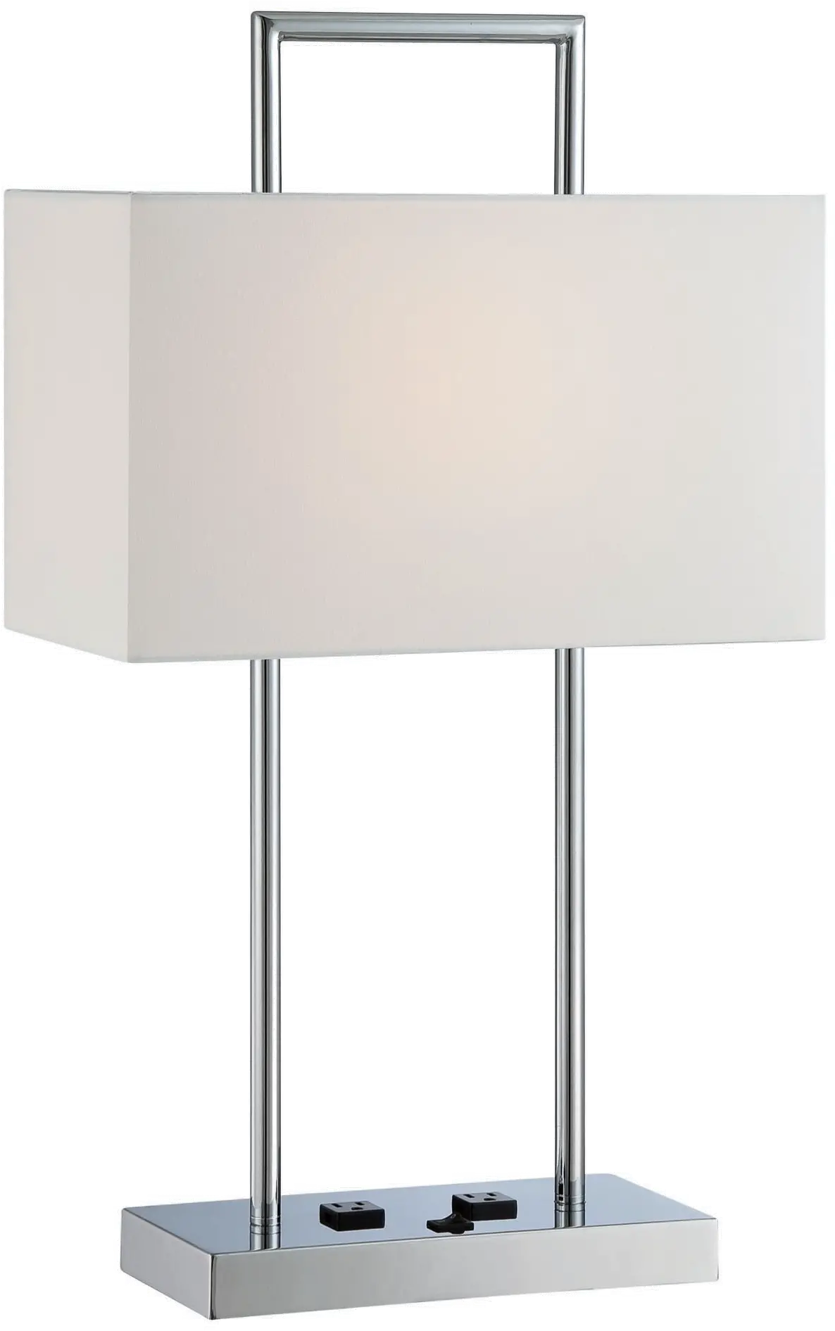 Chrome Table Lamp with 2 Outlets