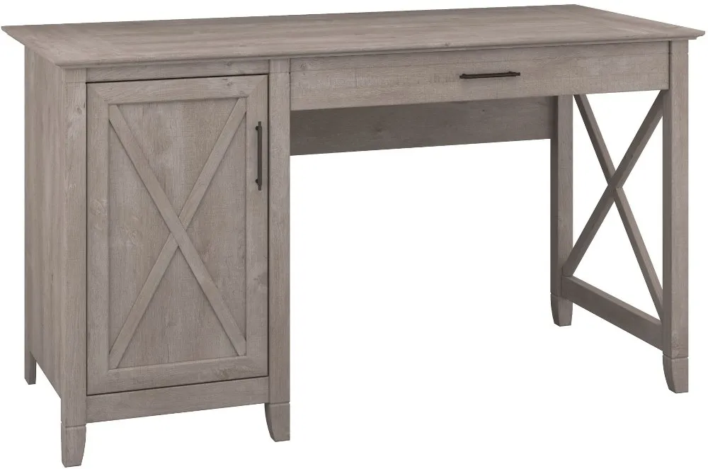 Gray Single Pedestal Desk (54 Inch) - Bush Furniture