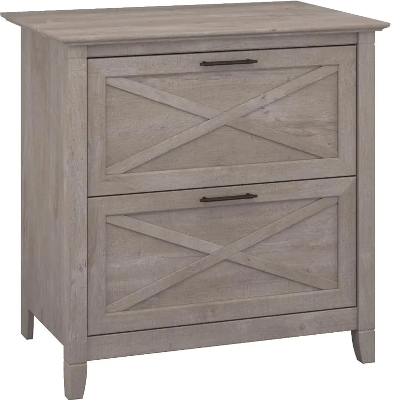 Key West Washed Gray 2 Drawer Lateral File Cabinet - Bush Furniture