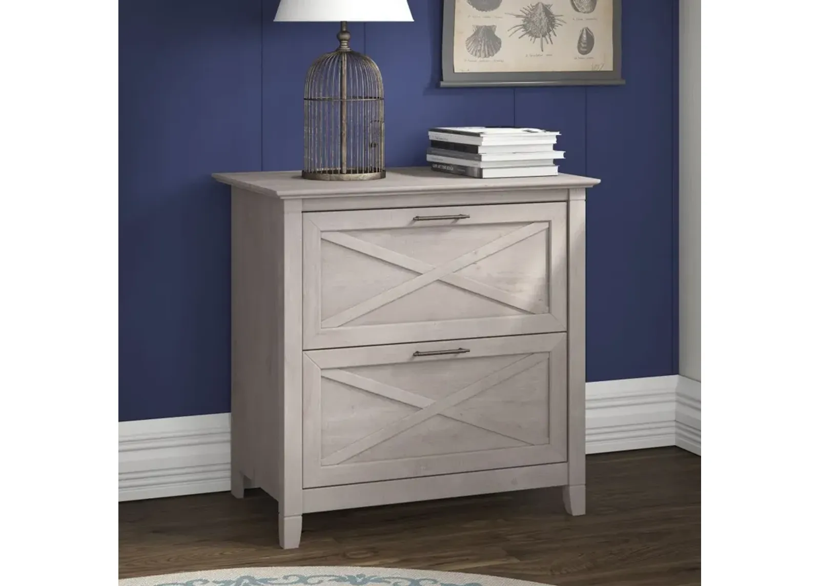 Key West Washed Gray 2 Drawer Lateral File Cabinet - Bush Furniture