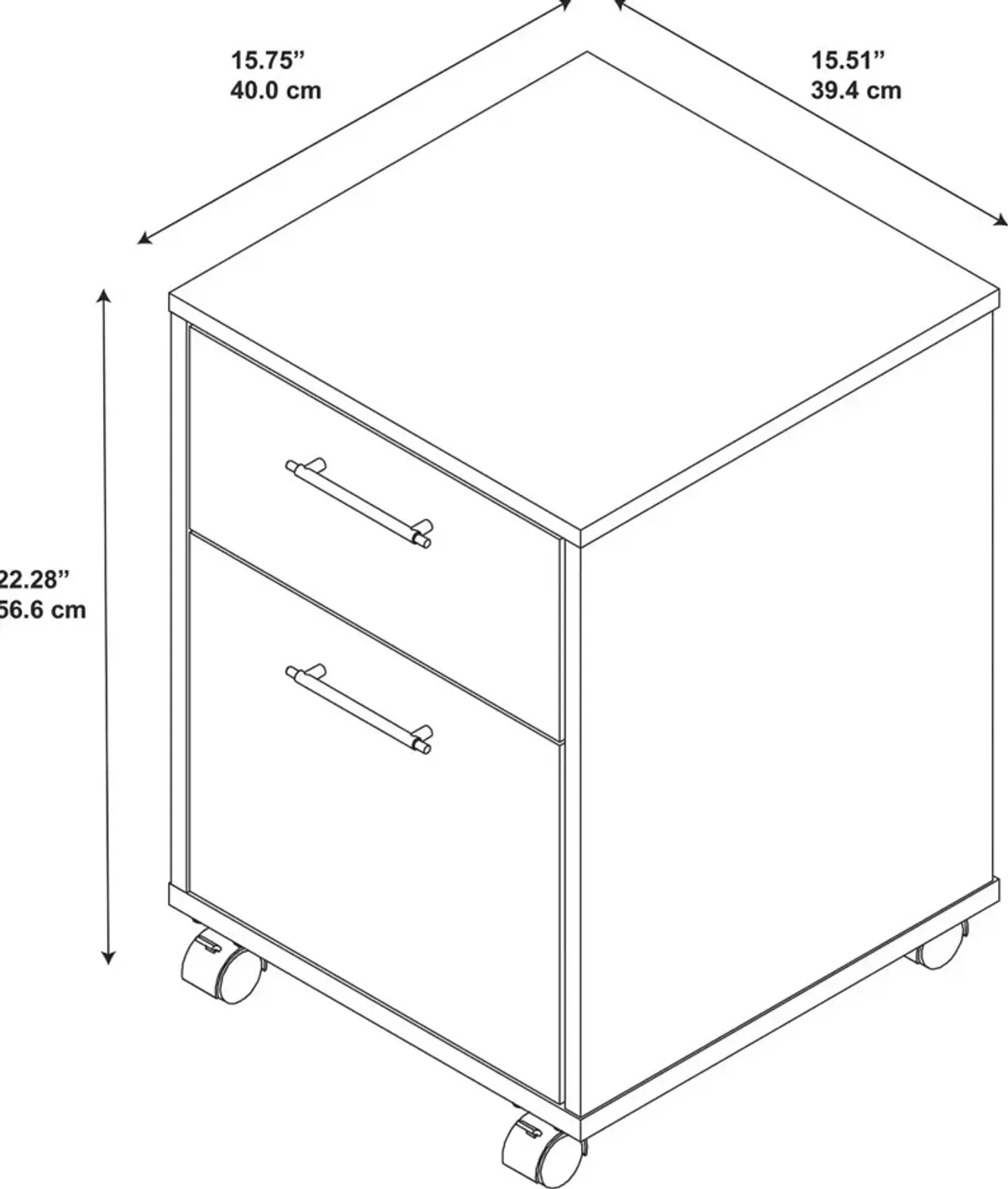 Key West Washed Gray 2 Drawer Mobile File Cabinet - Bush Furniture