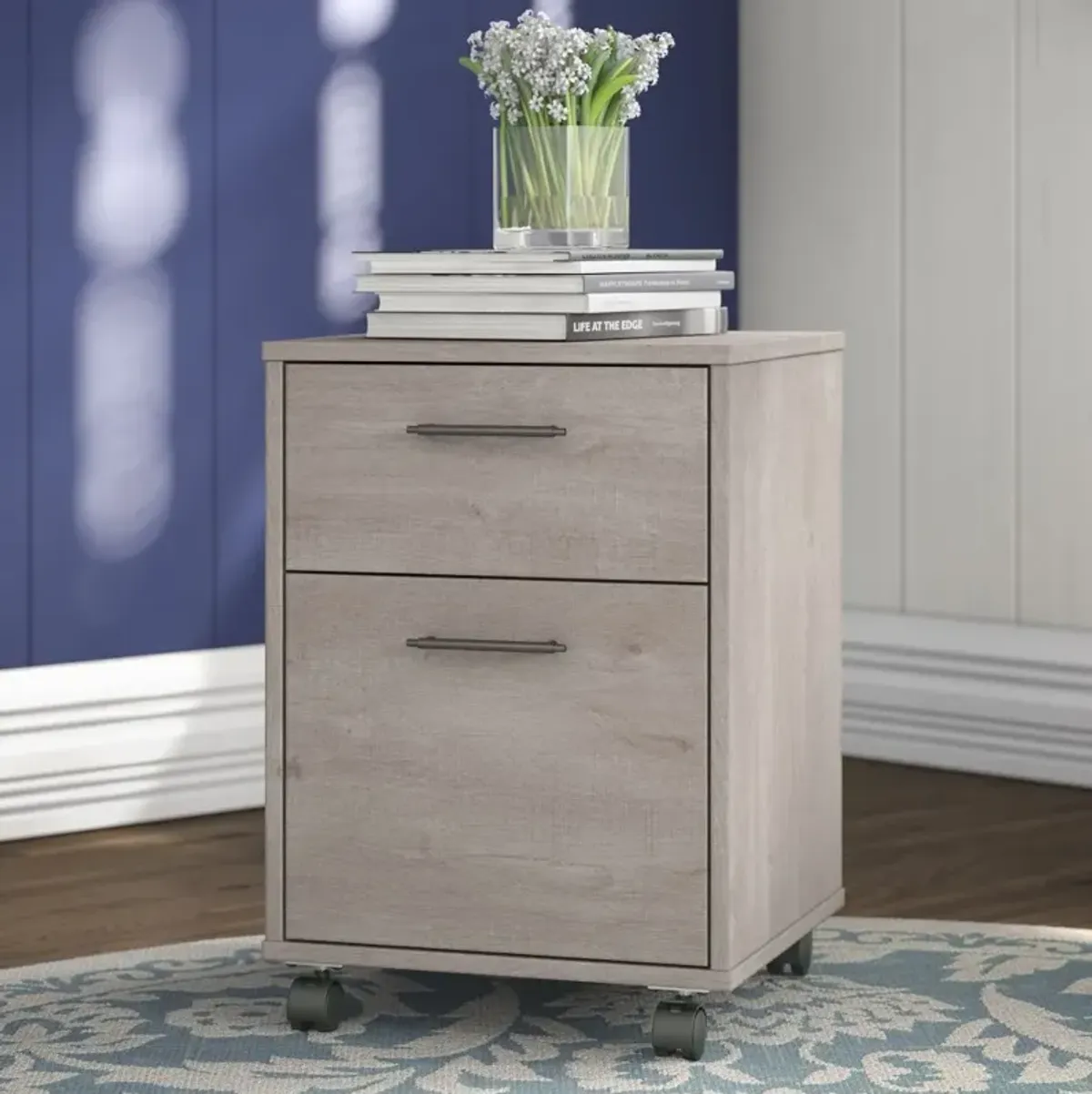 Key West Washed Gray 2 Drawer Mobile File Cabinet - Bush Furniture