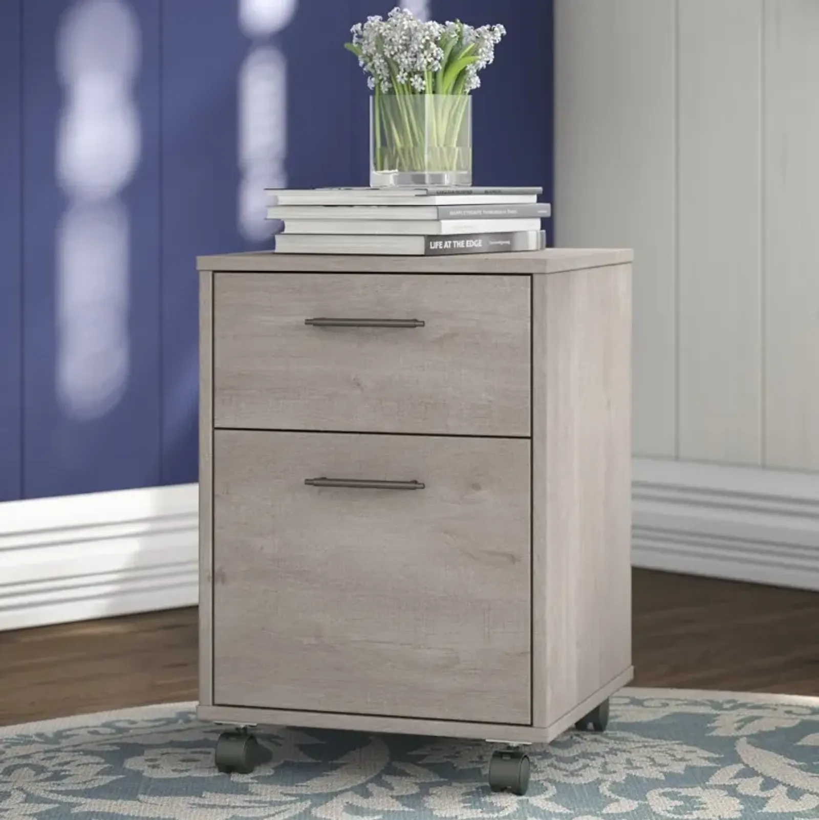 Key West Washed Gray 2 Drawer Mobile File Cabinet - Bush Furniture