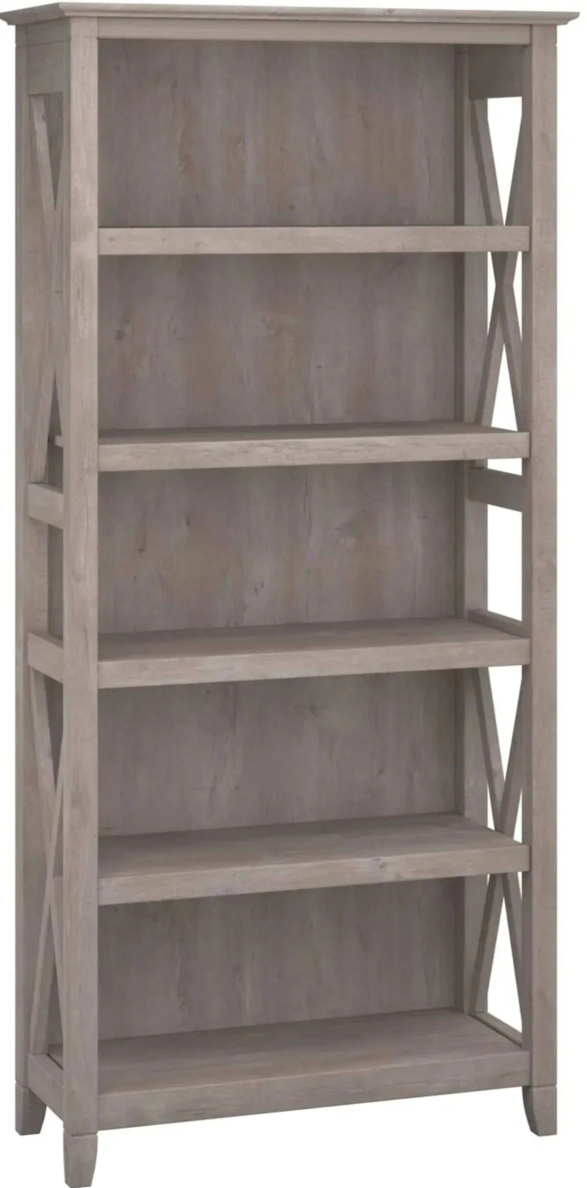 Key West Gray 5-Shelf Bookcase - Bush Furniture