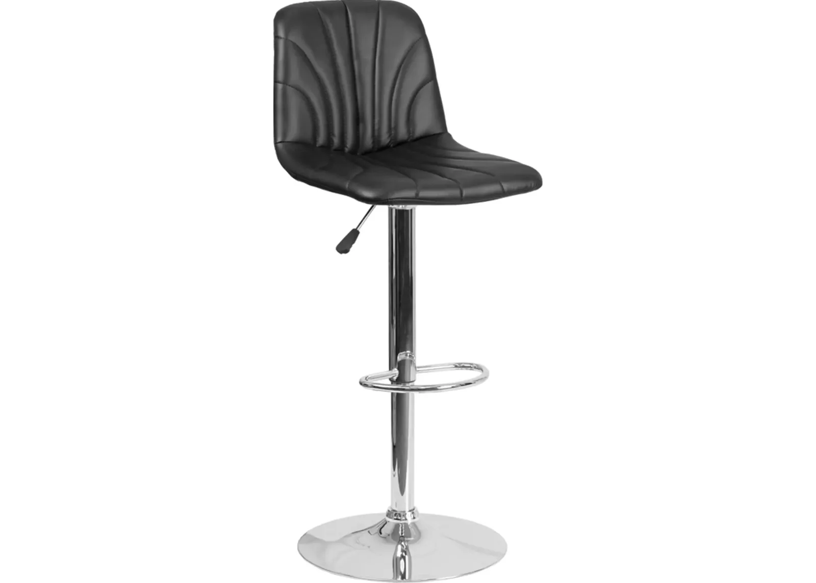 Black Vinyl Adjustable Bar Stool with Chrome Base