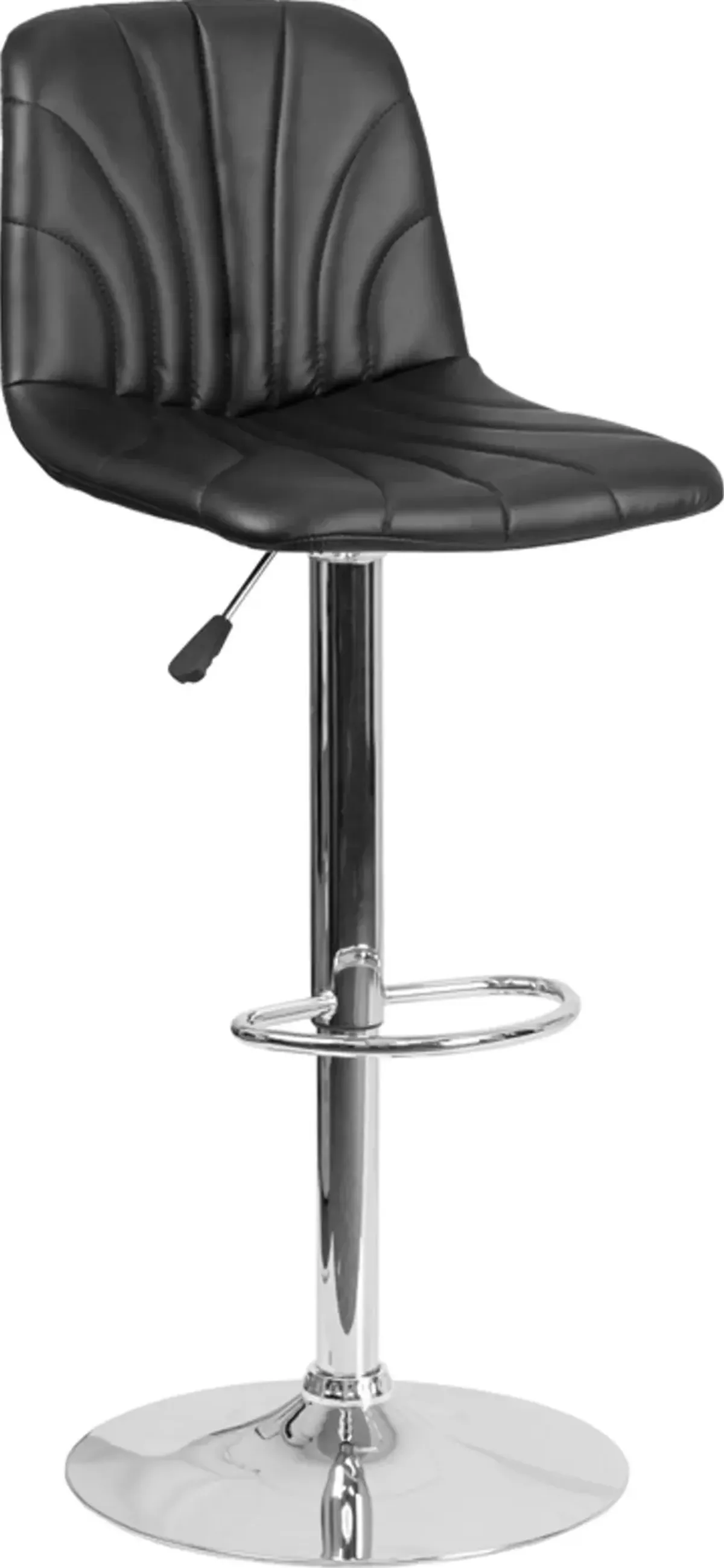 Black Vinyl Adjustable Bar Stool with Chrome Base