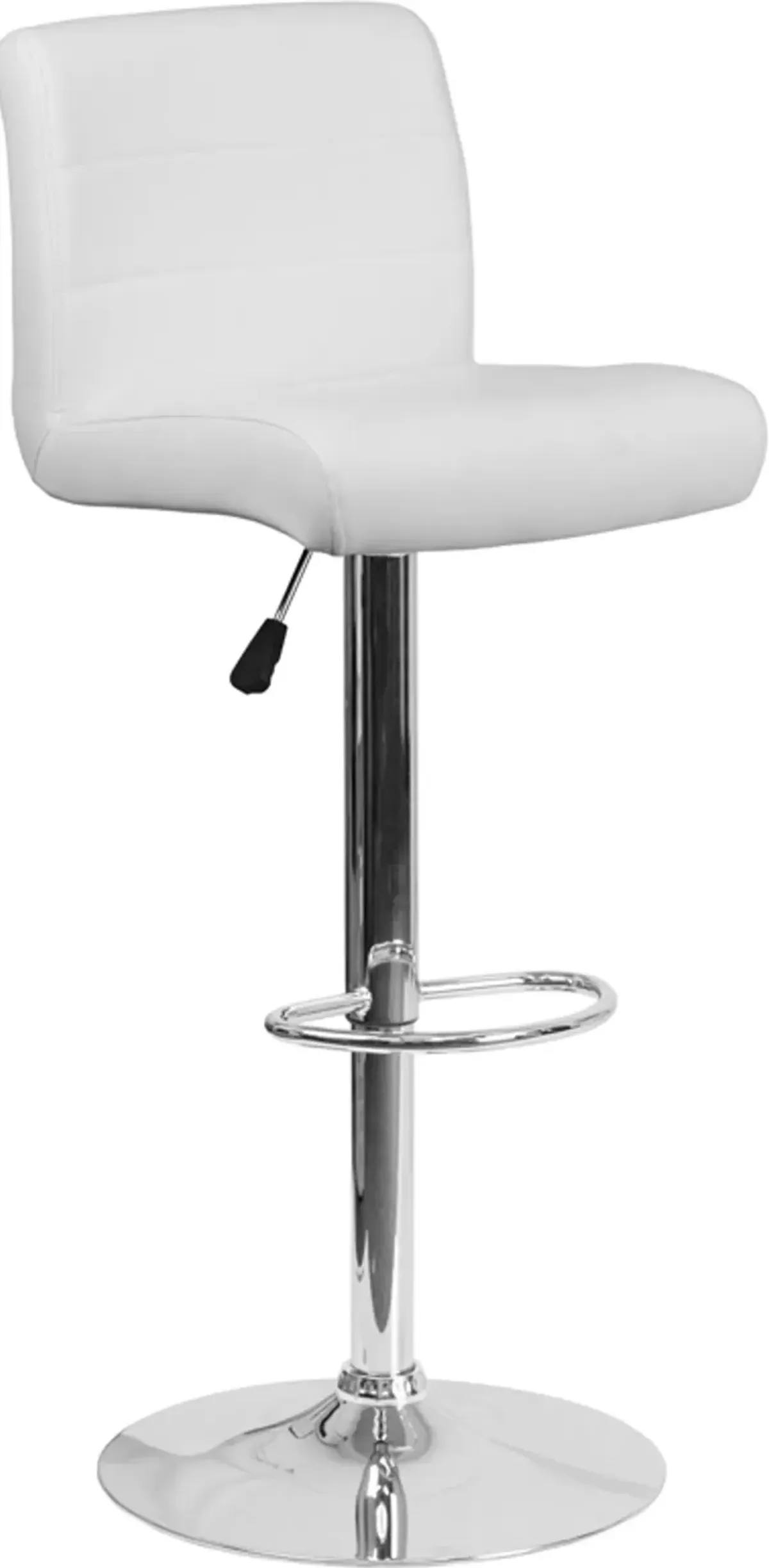 White Vinyl Adjustable Bar Stool with Chrome Base