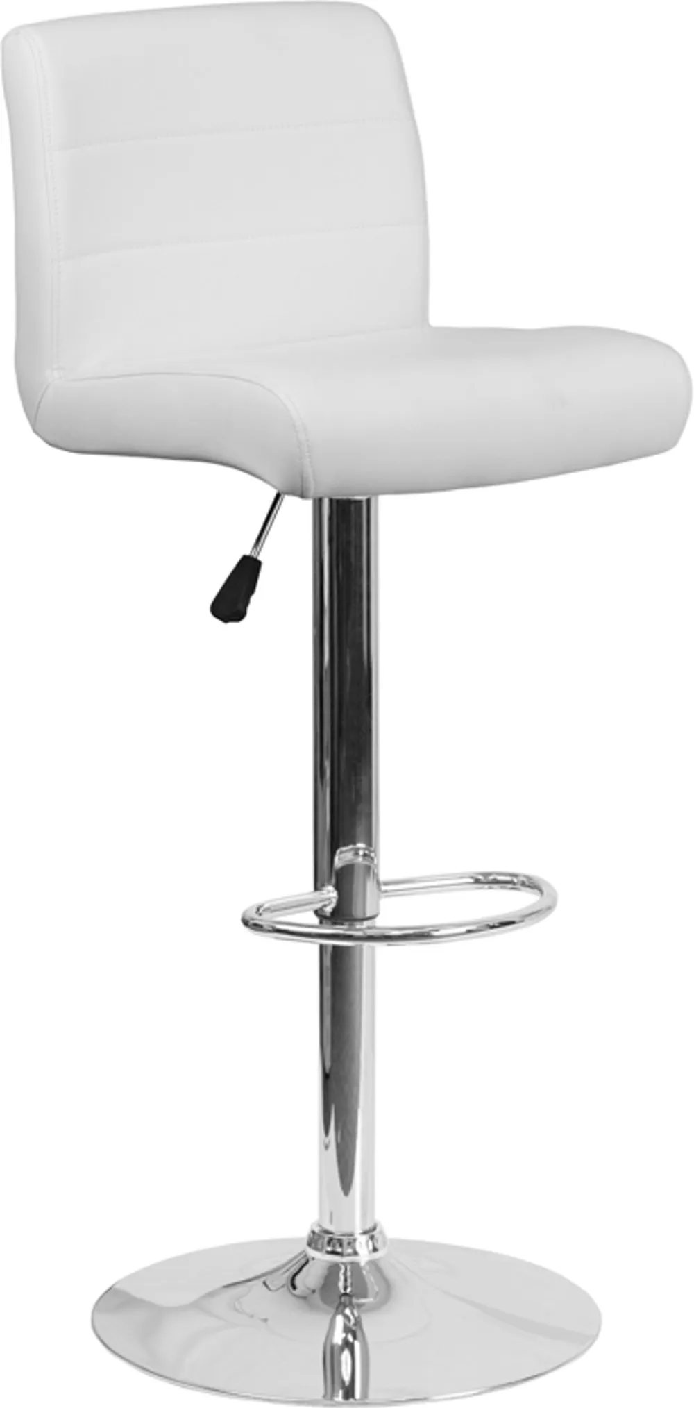 White Vinyl Adjustable Bar Stool with Chrome Base