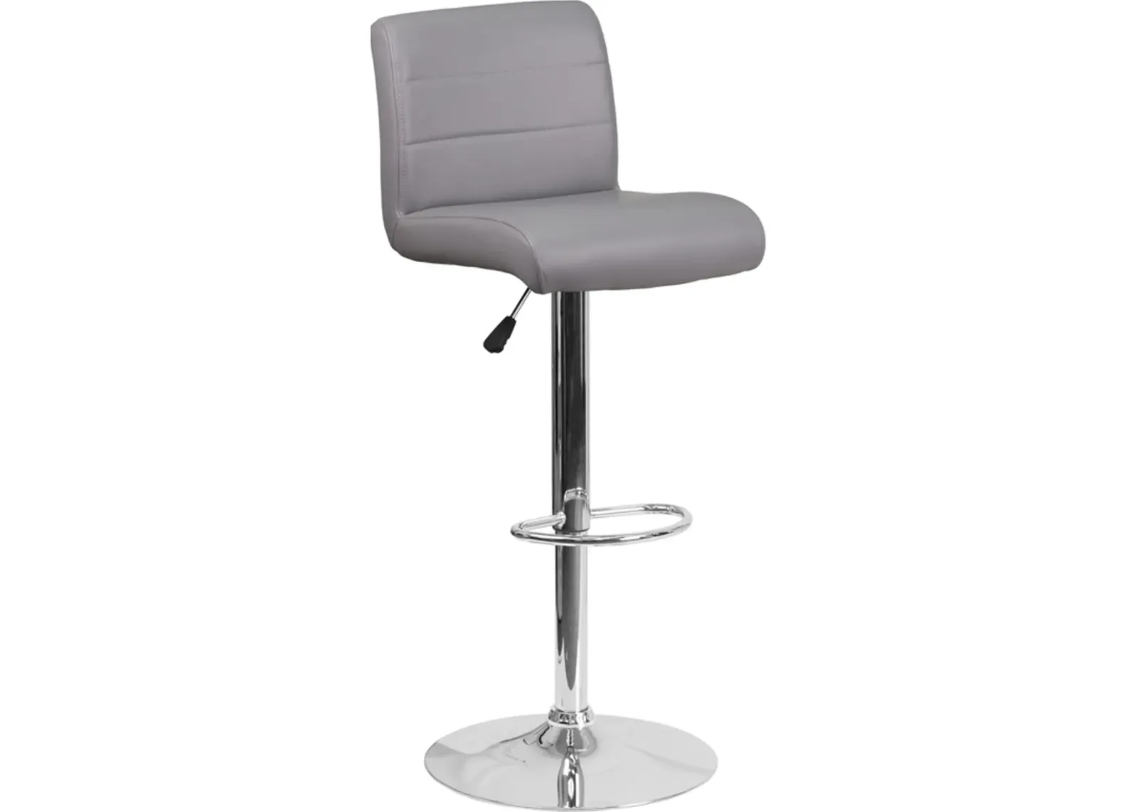 Gray Vinyl Adjustable Bar Stool with Chrome Base