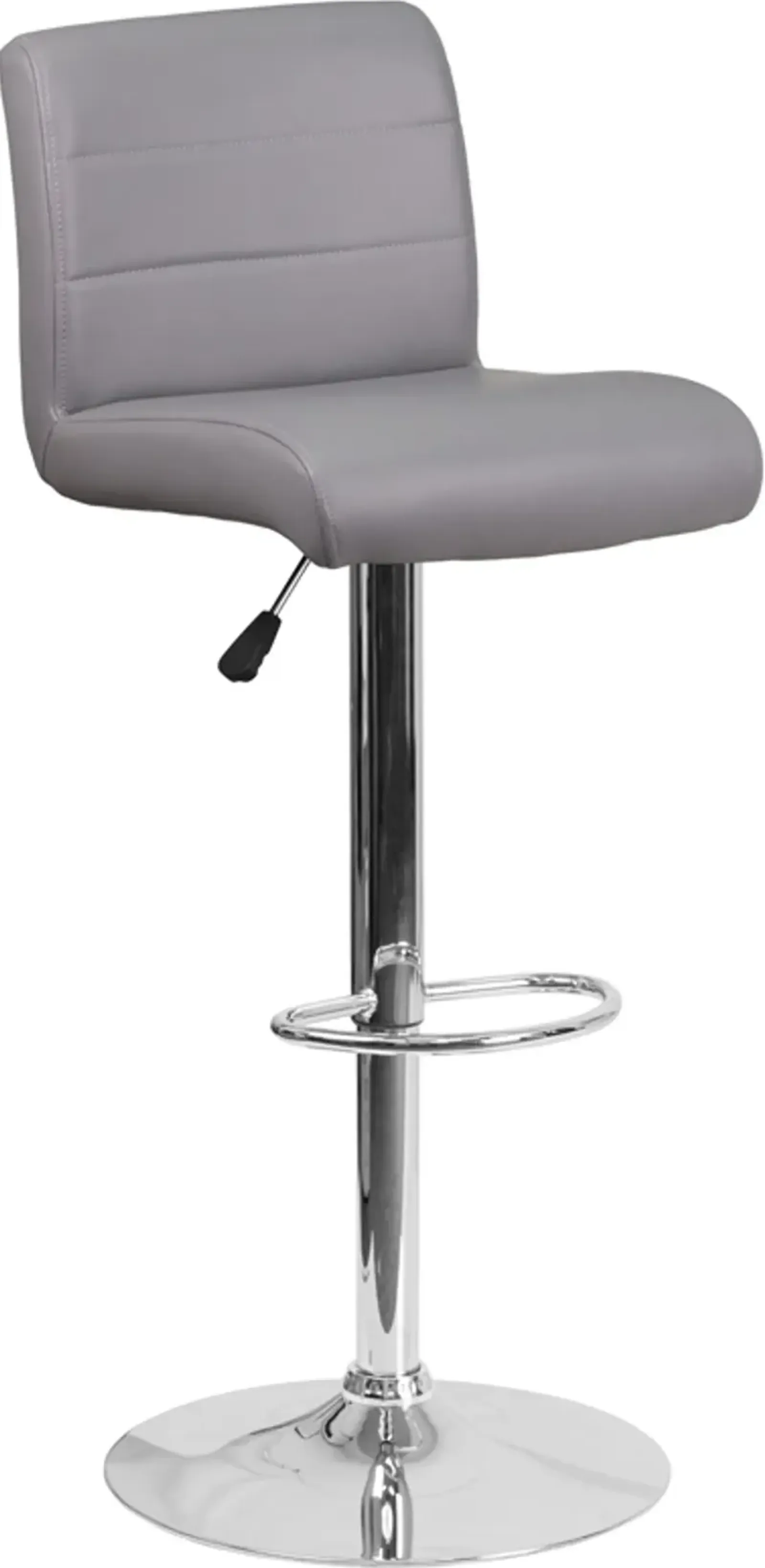 Gray Vinyl Adjustable Bar Stool with Chrome Base