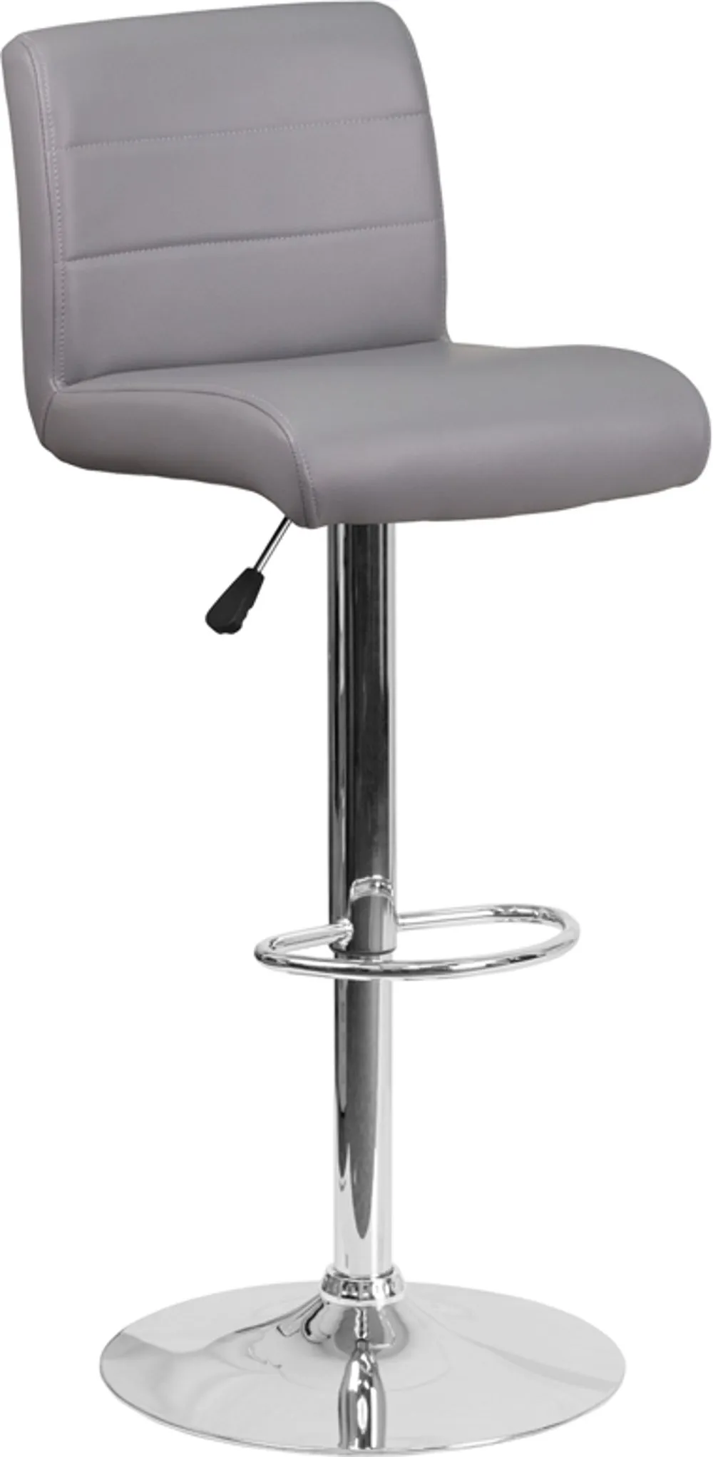 Gray Vinyl Adjustable Bar Stool with Chrome Base