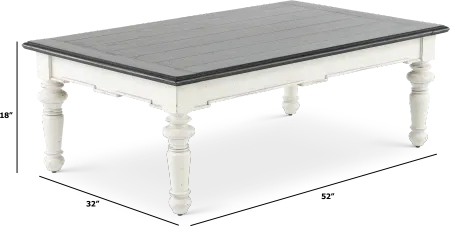 European Cottage Charcoal Gray & White Coffee Table