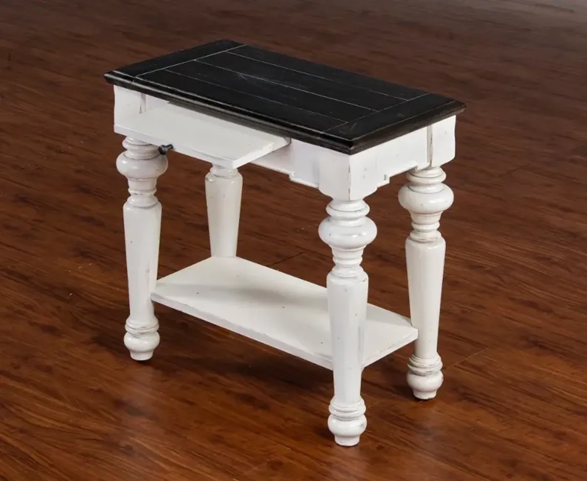 European Cottage Charcoal Gray & White Side Table