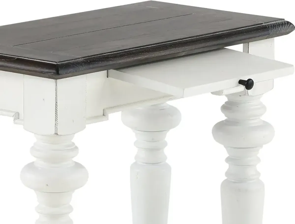 European Cottage Charcoal Gray & White Side Table