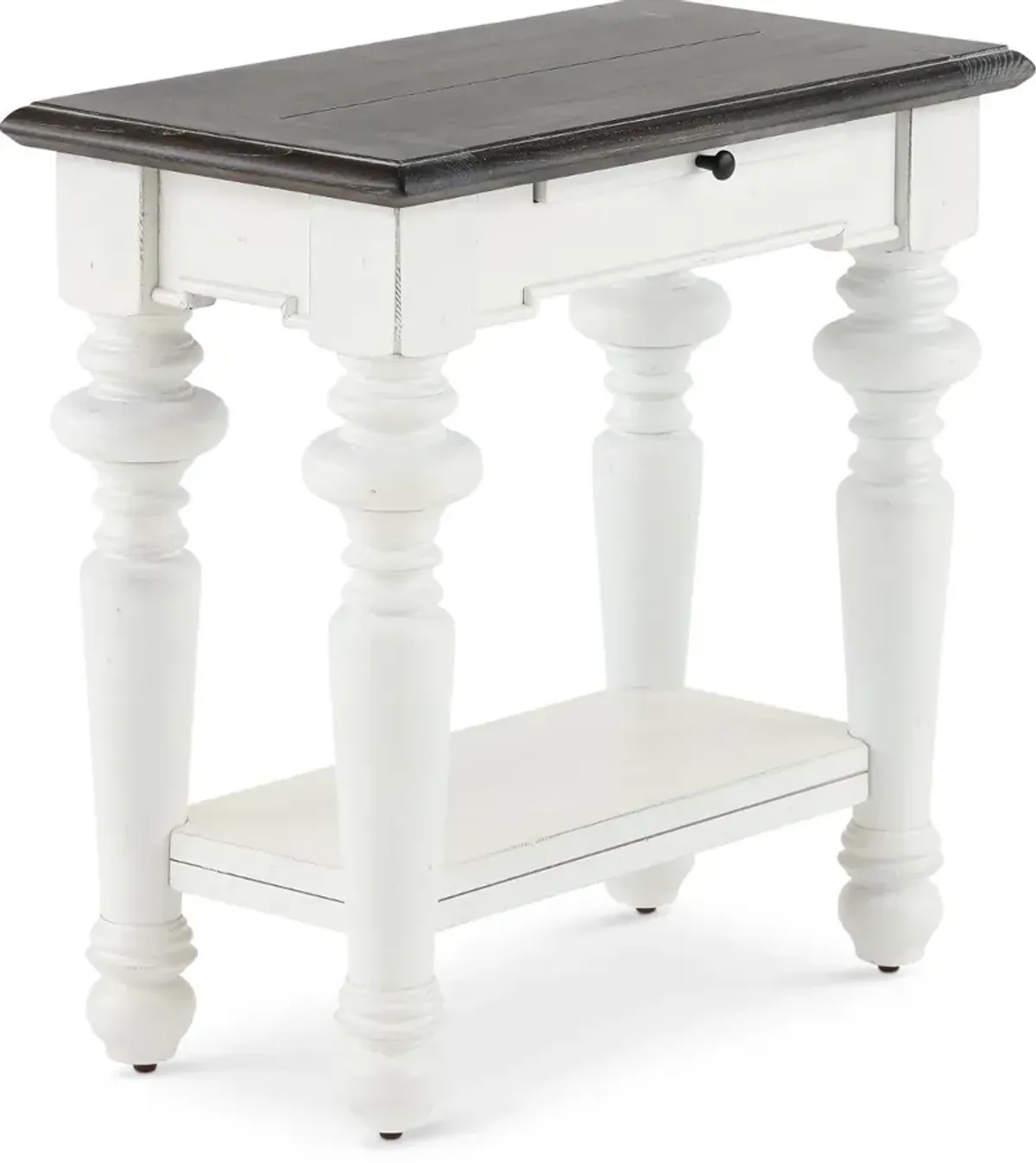 European Cottage Charcoal Gray & White Side Table