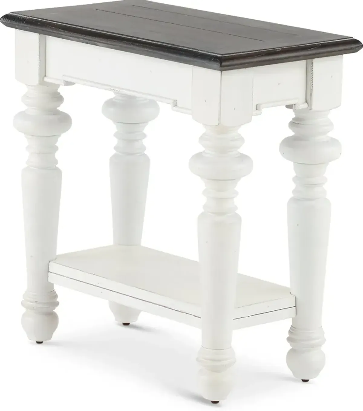 European Cottage Charcoal Gray & White Side Table