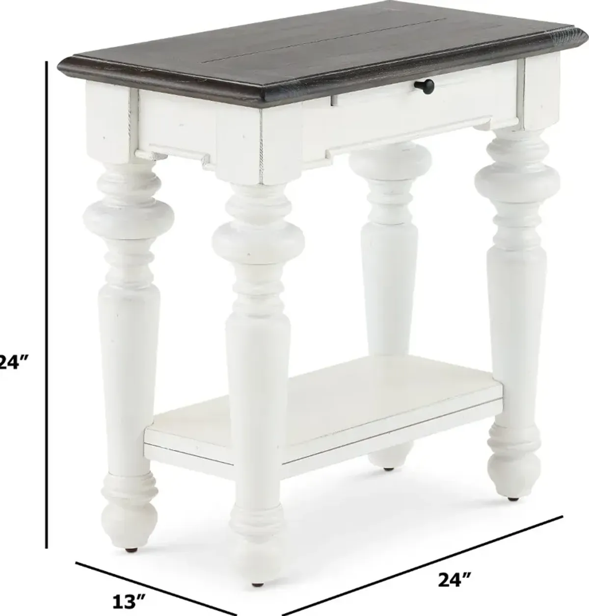 European Cottage Charcoal Gray & White Side Table