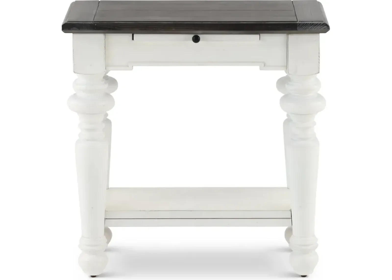 European Cottage Charcoal Gray & White Side Table