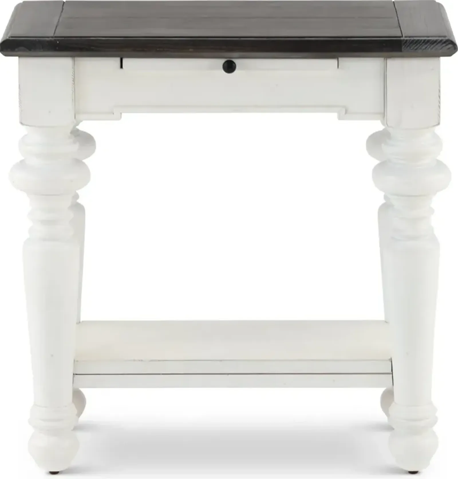 European Cottage Charcoal Gray & White Side Table