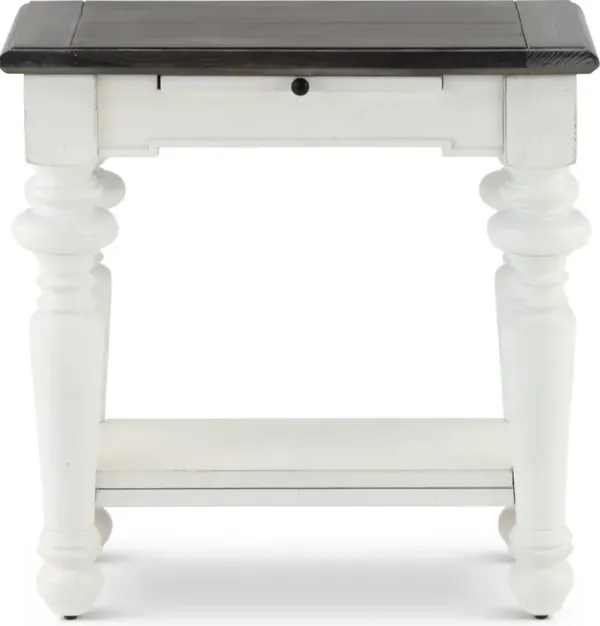 European Cottage Charcoal Gray & White Side Table