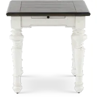 European Cottage Charcoal Gray & White End Table