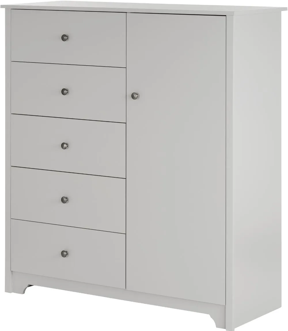 Soft Gray 5 Drawer Door Chest - Vito