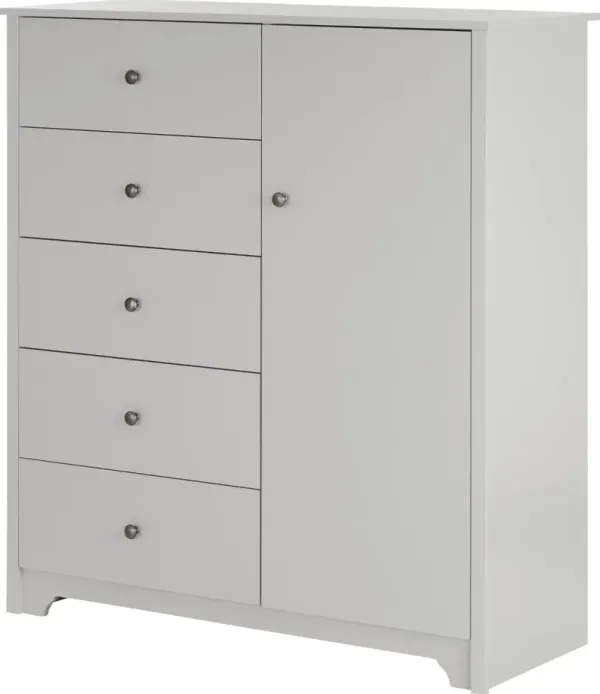Soft Gray 5 Drawer Door Chest - Vito