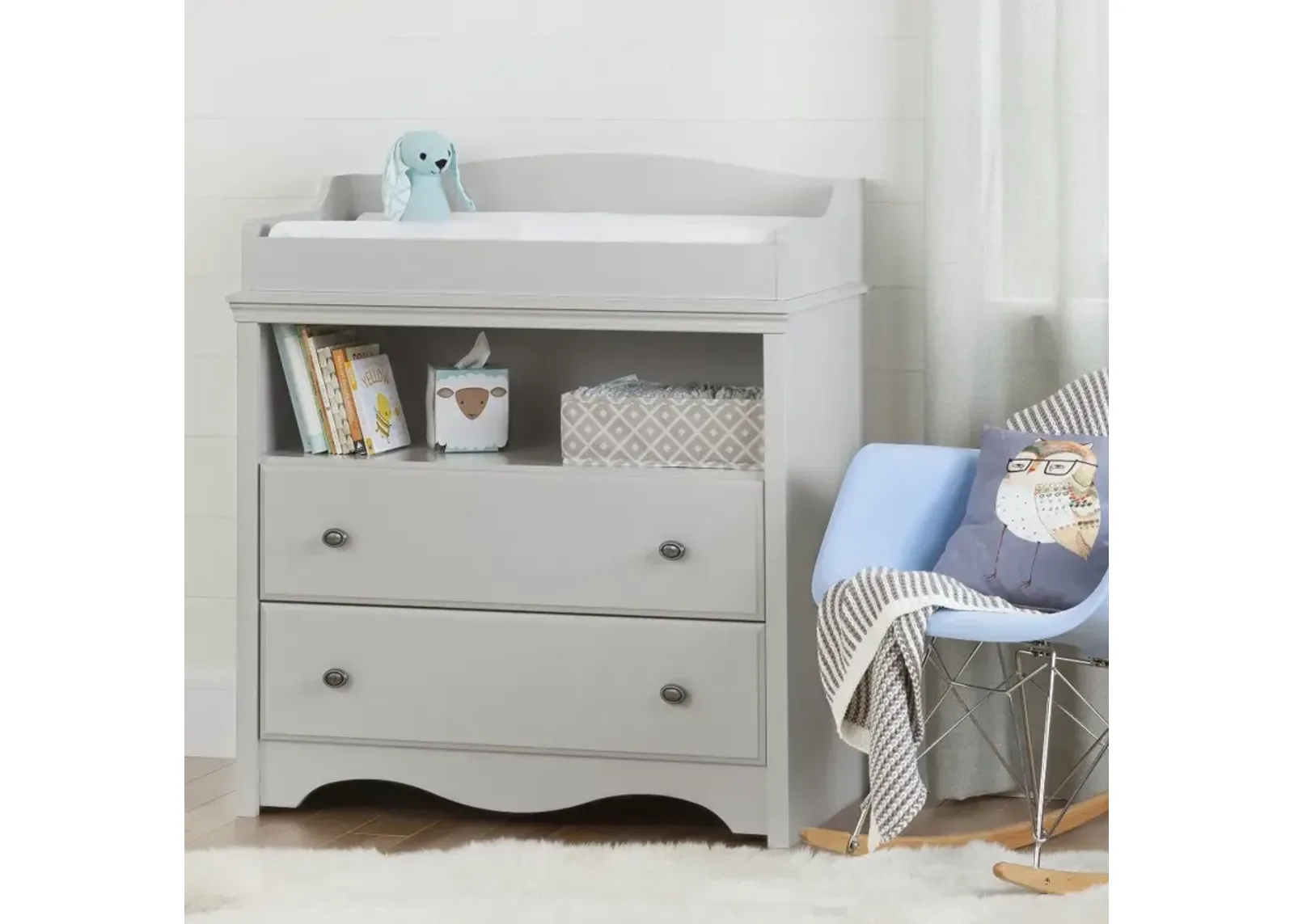 Angel Gray Changing Table with Drawers - South Shore