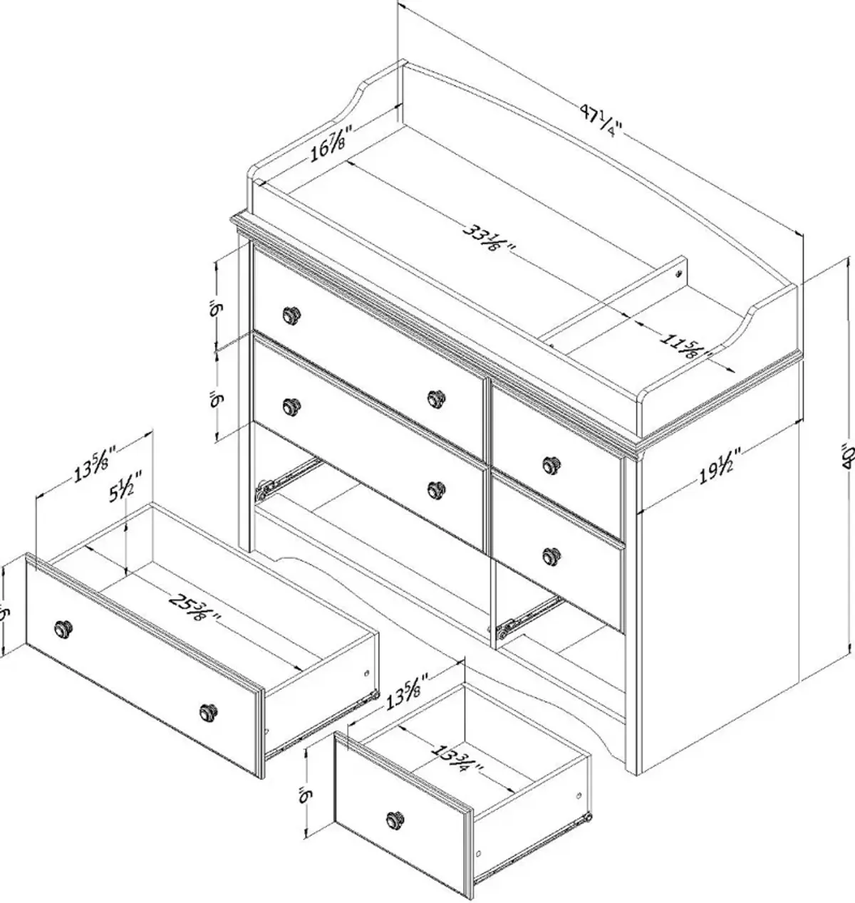 Angel White Changing Table Dresser - South Shore