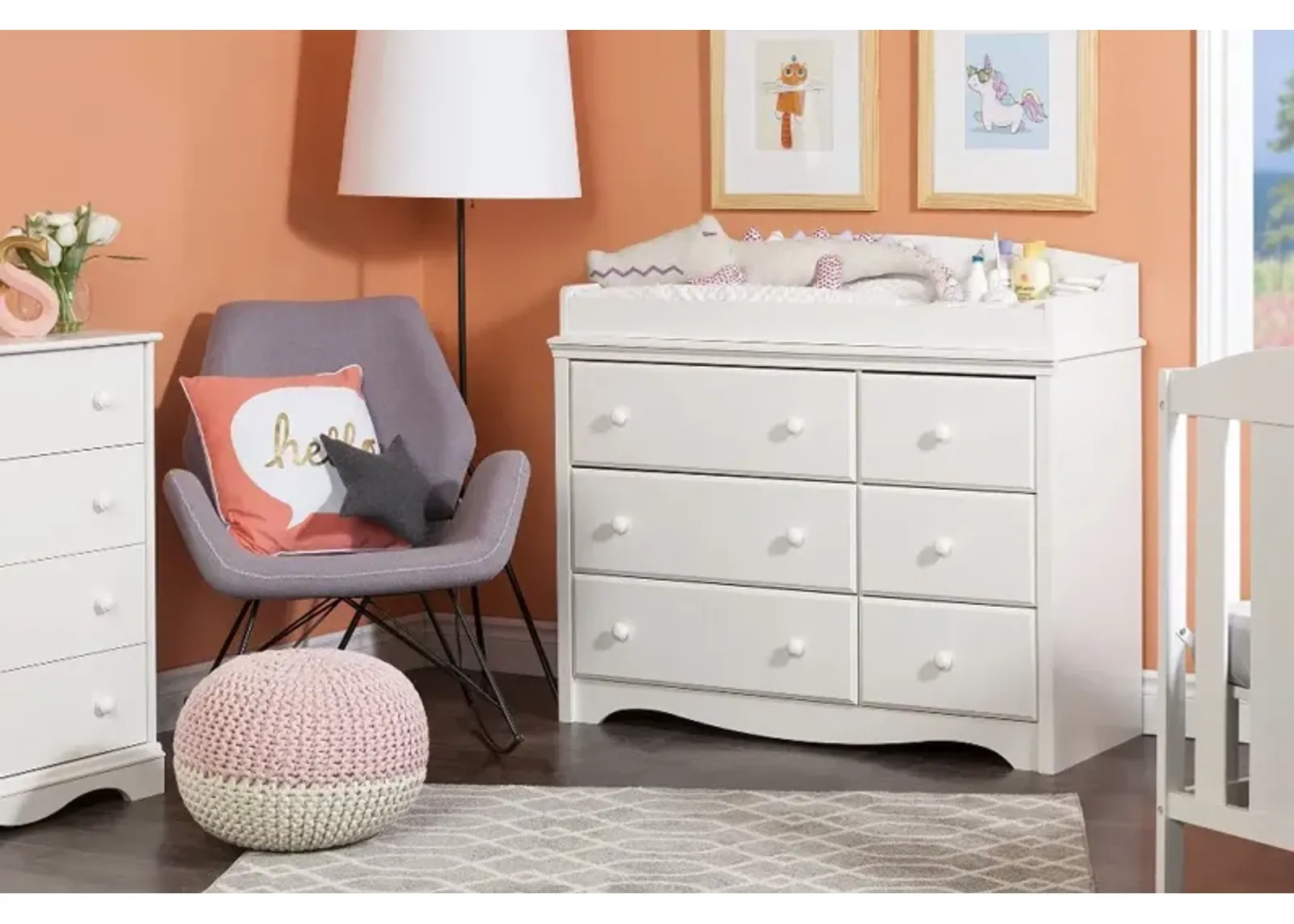 Angel White Changing Table Dresser - South Shore