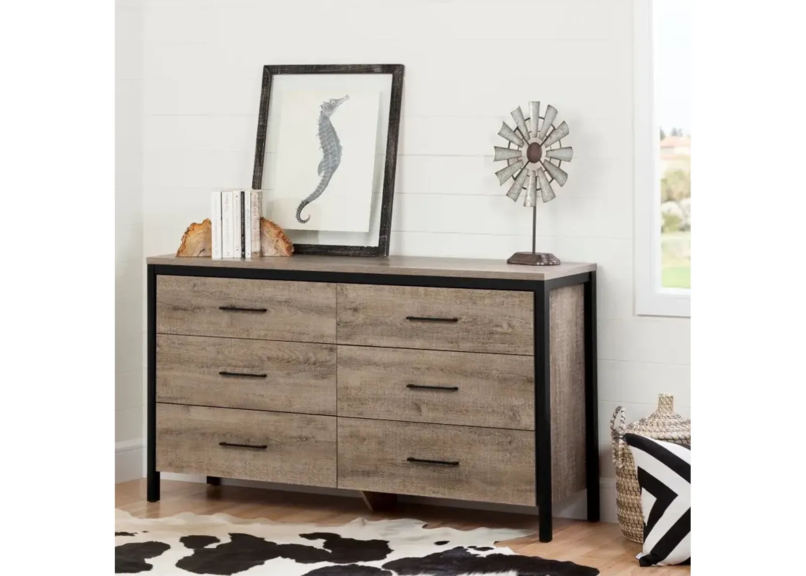 Weathered Oak 6-Drawer Double Dresser - South Shore