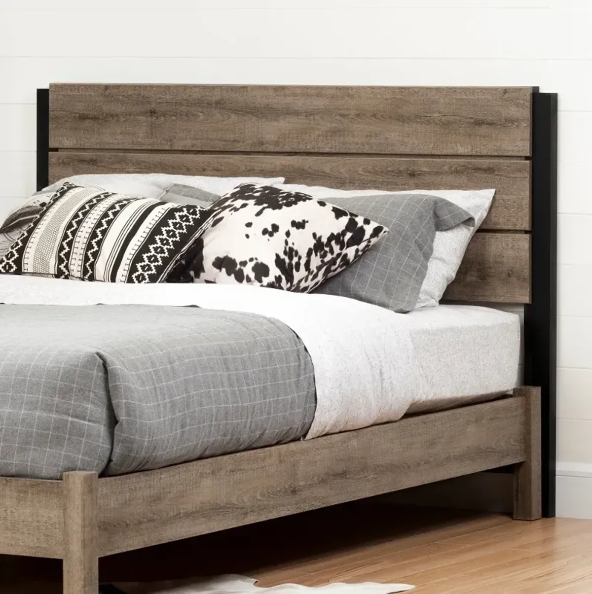 Modern Farmhouse Weathered Oak Queen Headboard - Munich