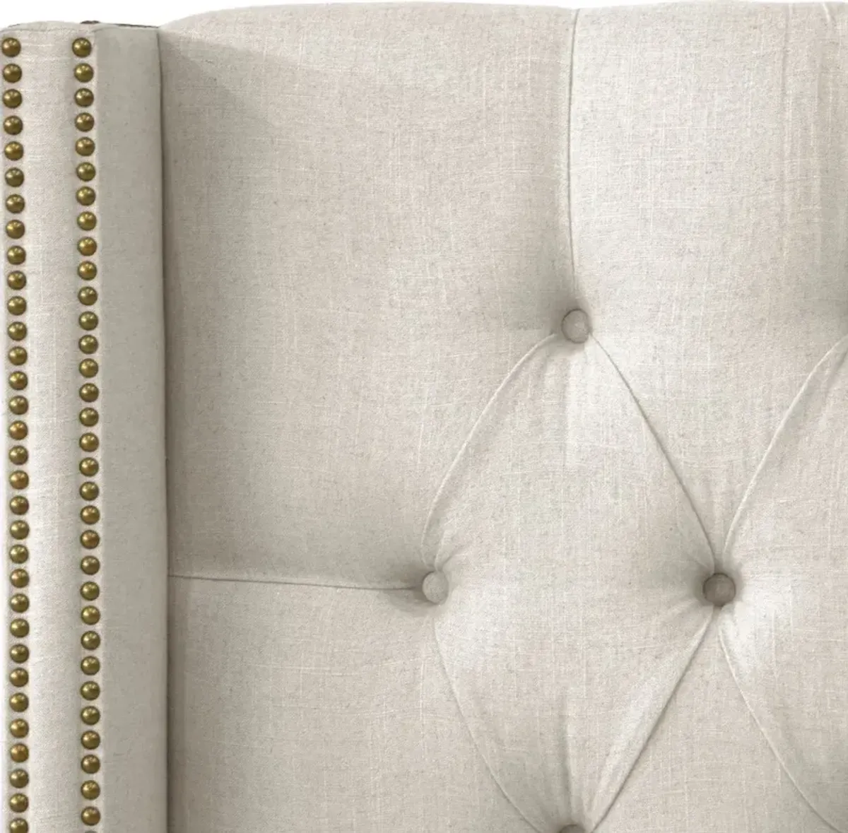 Abigail Ivory Diamond Tufted Wingback King Headboard- Skyline...