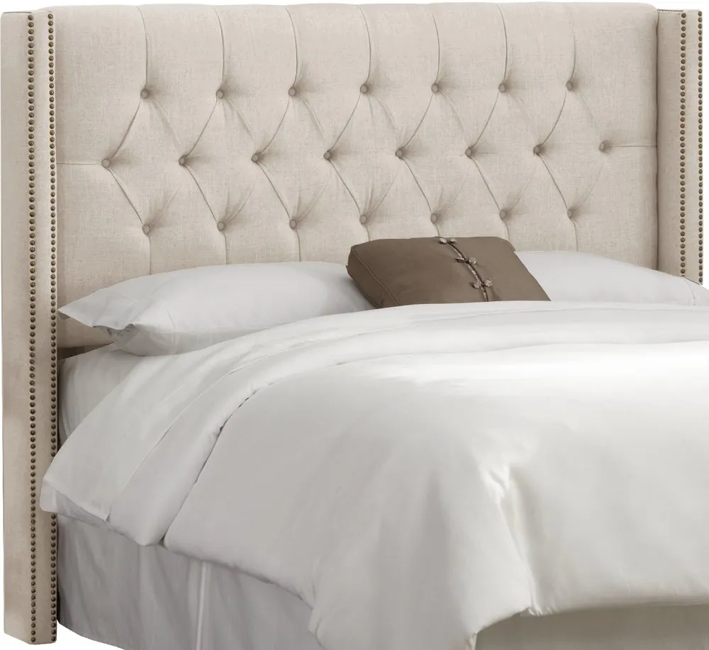 Abigail Ivory Diamond Tufted Wingback California King Headboard -...