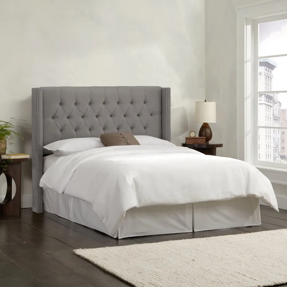 Abigail Gray Diamond Tufted Wingback California King Headboard -...