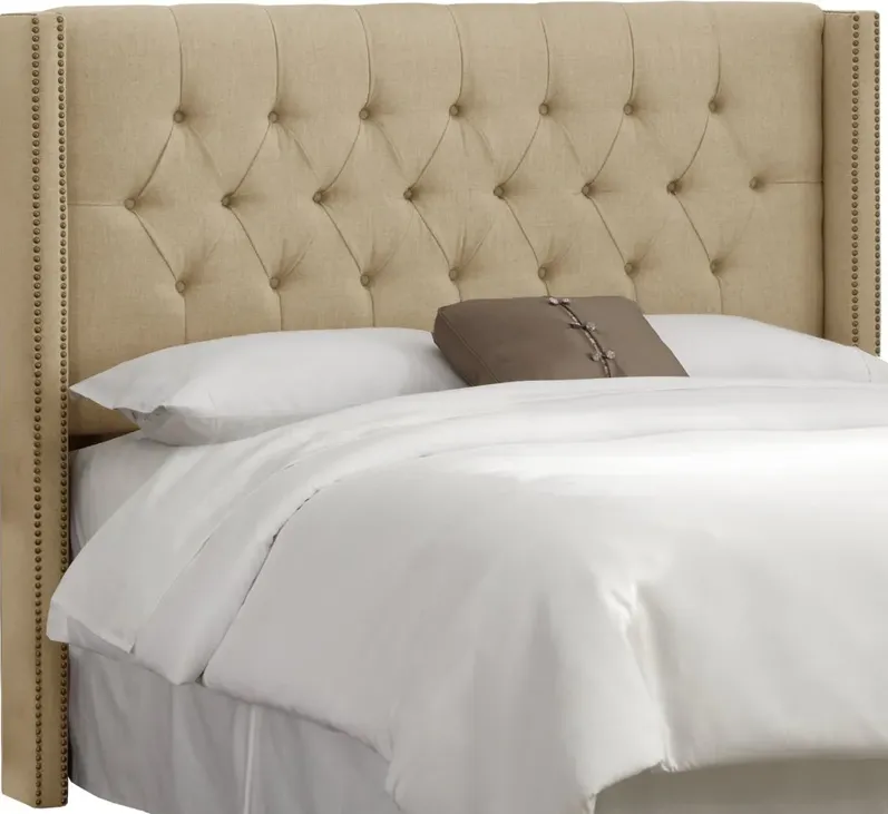 Abigail Tan Diamond Tufted Wingback Full Headboard - Skyline Furniture