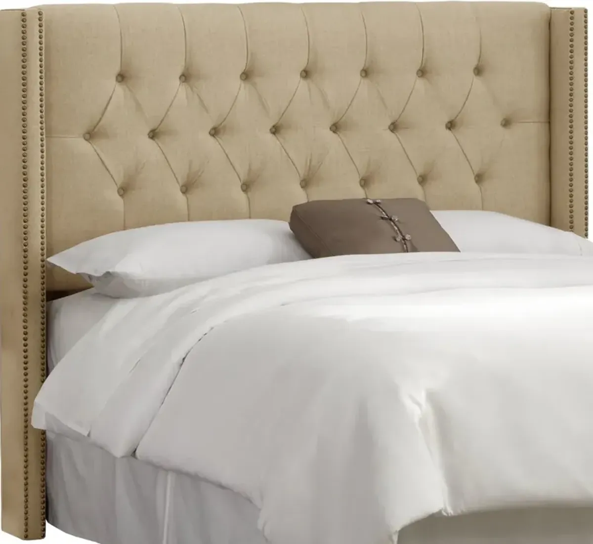 Abigail Tan Diamond Tufted Wingback Queen Headboard - Skyline...