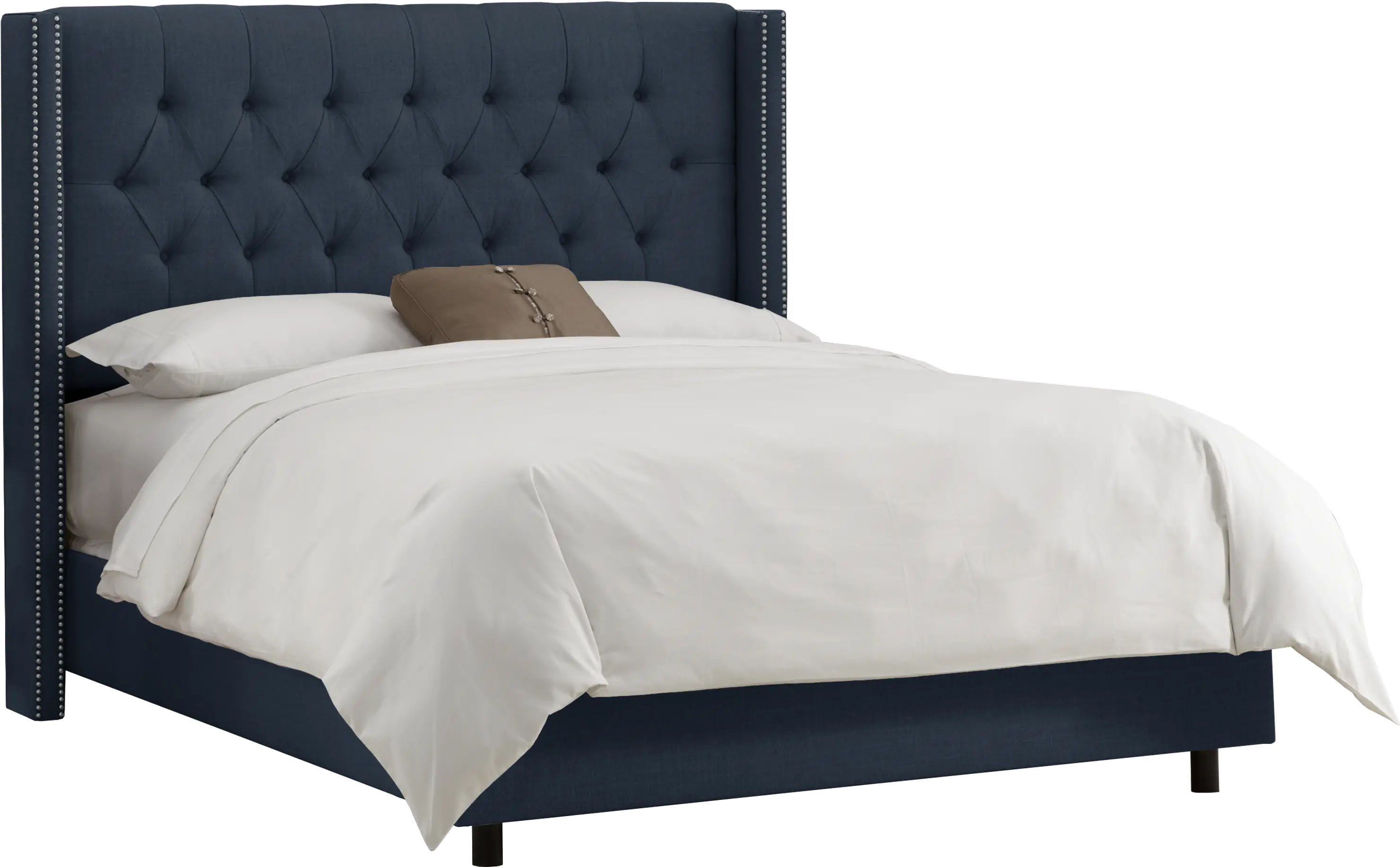 Abigail Navy Blue Diamond Tufted Wingback Queen Headboard -...